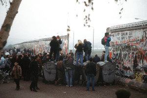 Berlin Wall coming down